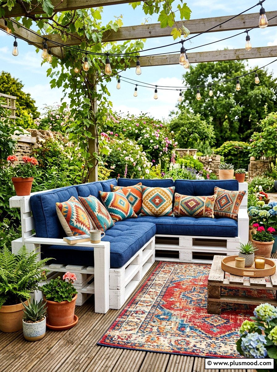 DIY Pallet Sofa - 25 easy summer patio decorating ideas
