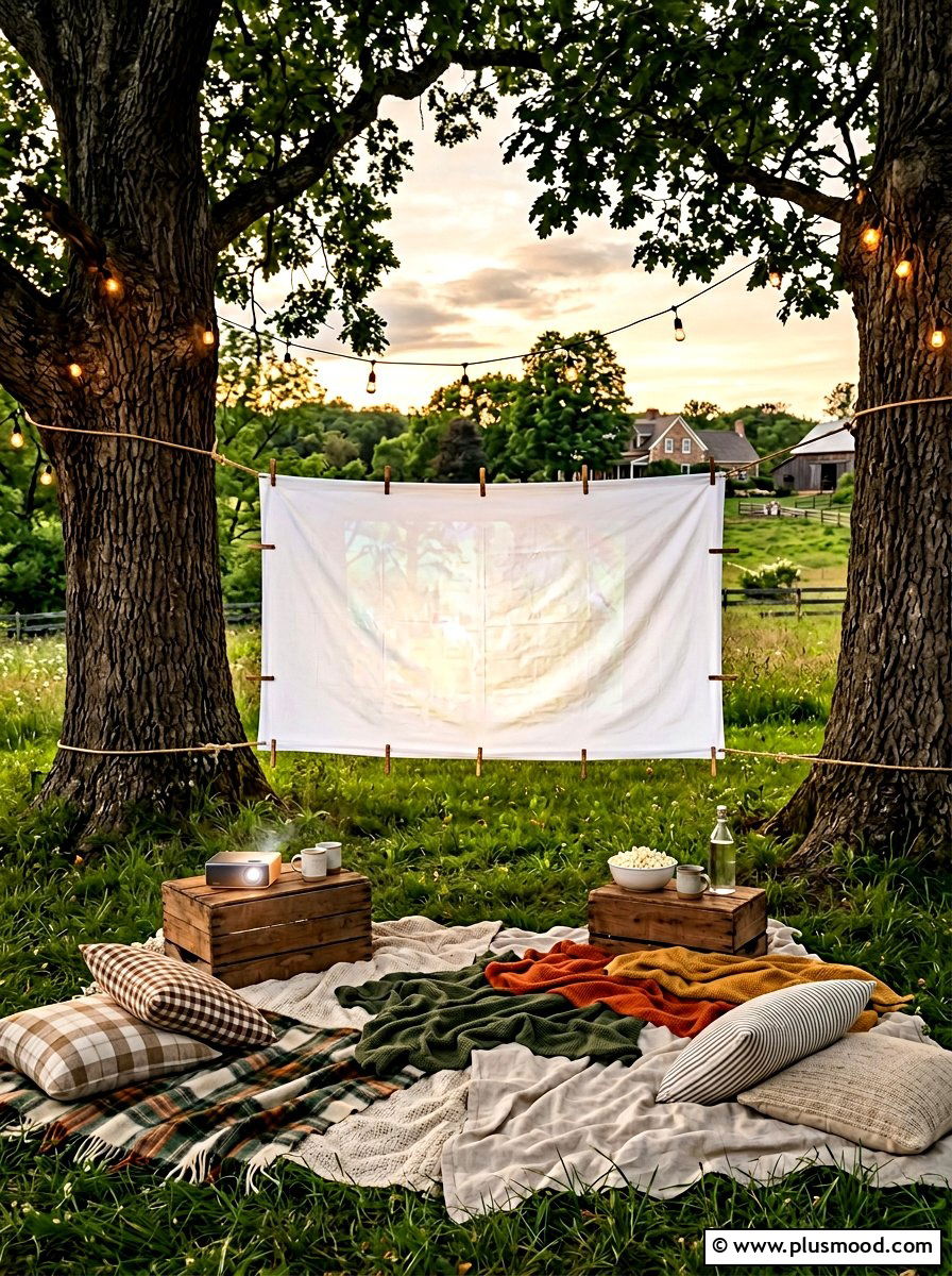 DIY Sheet Screen - 25 summer movie night backyard ideas