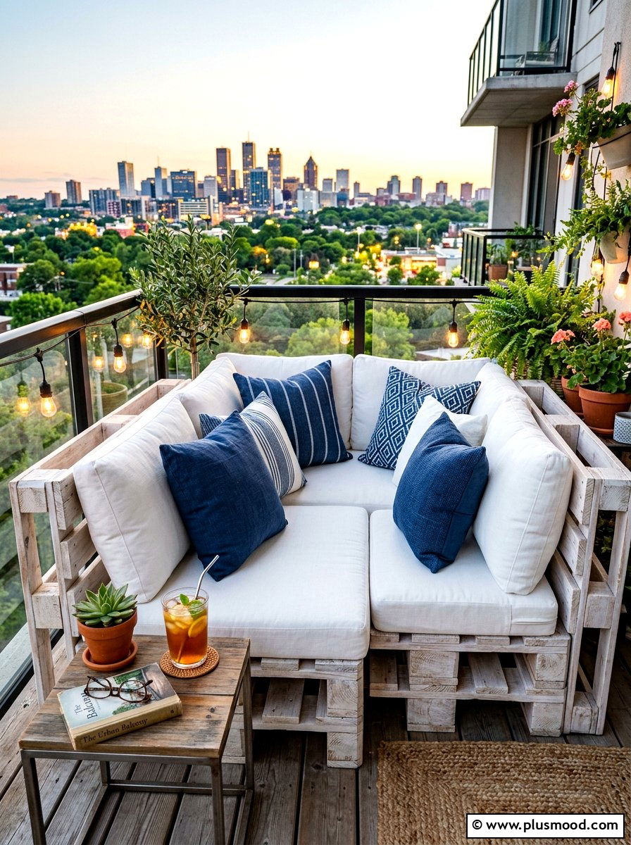 DIY pallet sofa - 25 summer balcony ideas on a budget