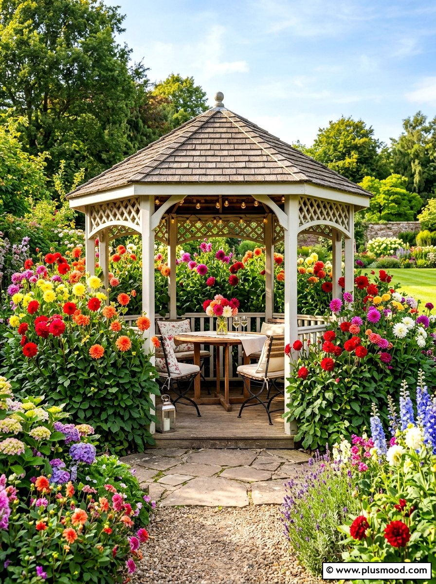 Dahlia Gazebo Surround - 25 summer dahlia garden ideas
