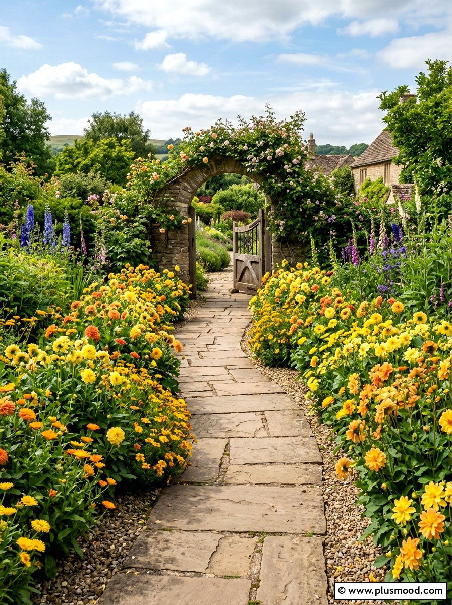 Dahlia Path Border - 25 summer dahlia garden ideas