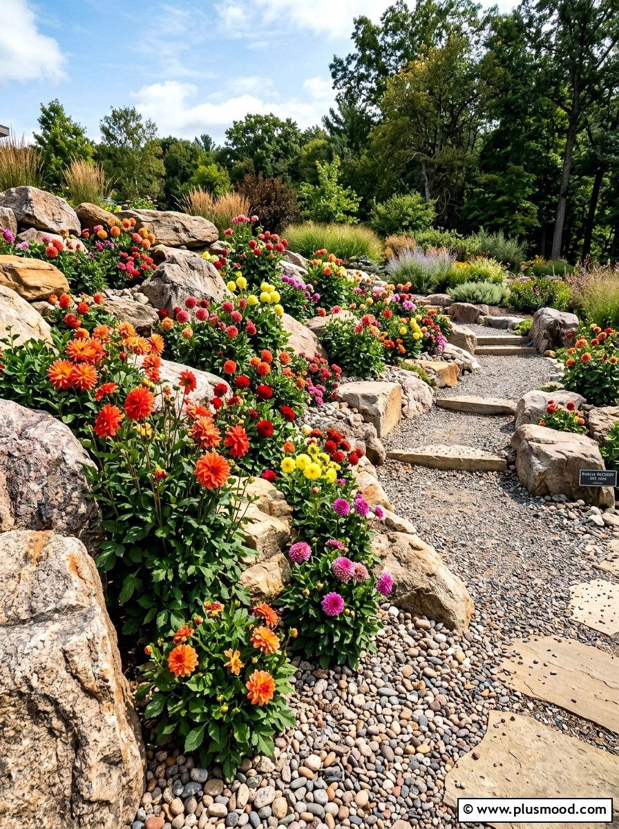 Dahlia Rock Garden - 25 summer dahlia garden ideas