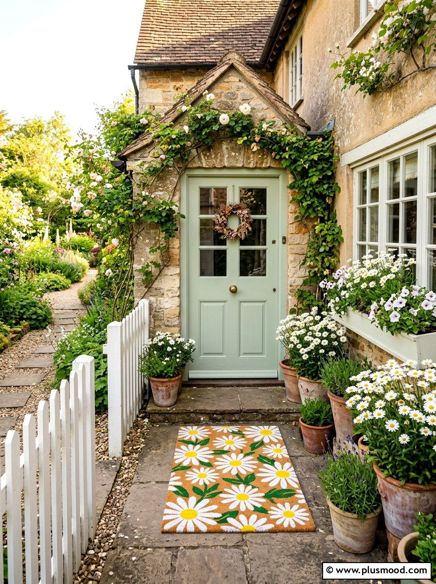 Daisy Flower Outdoor Mat - 25 summer front porch mat ideas