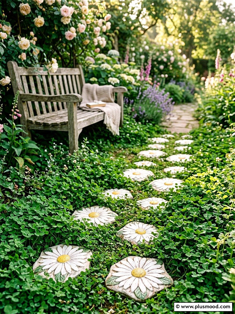 Daisy Garden Stones - 25 painted rock ideas for garden