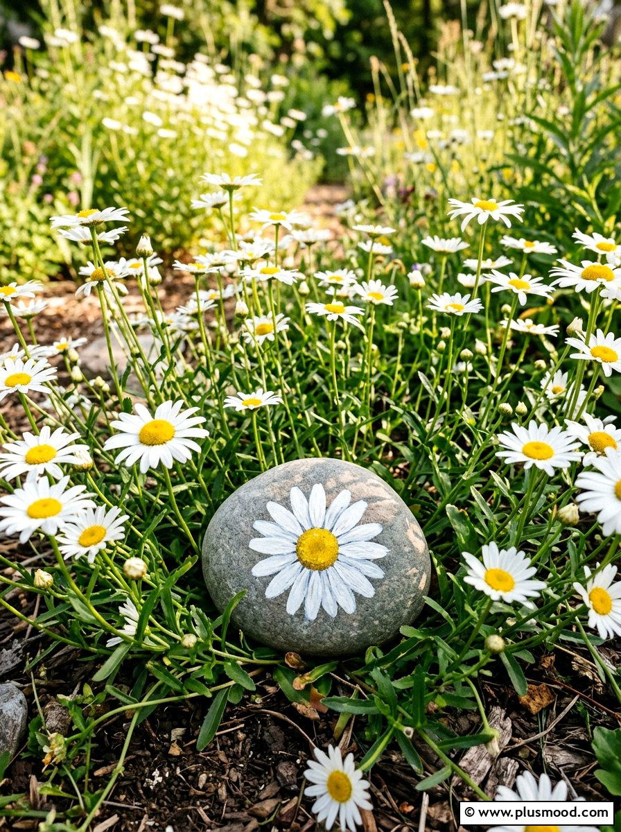 Daisy Painted Rock - 25 painted rock ideas for mothers day