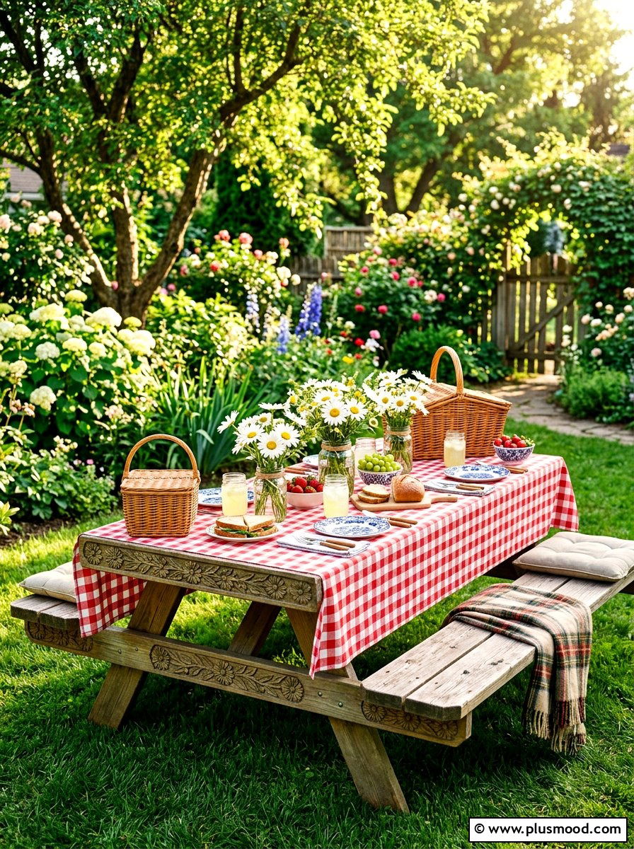 Daisy Picnic Table - 25 summer floral table decor ideas