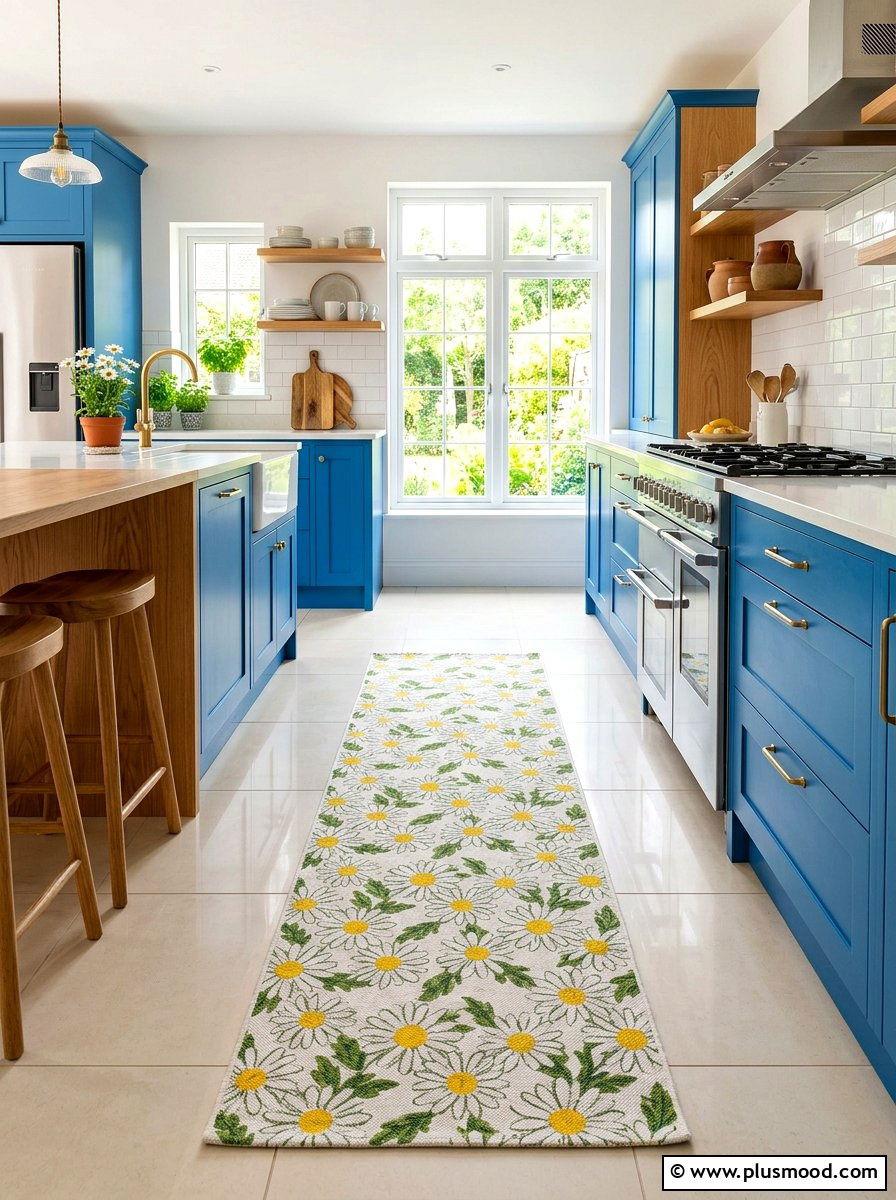 Daisy kitchen runner - 25 summer floral kitchen decor ideas