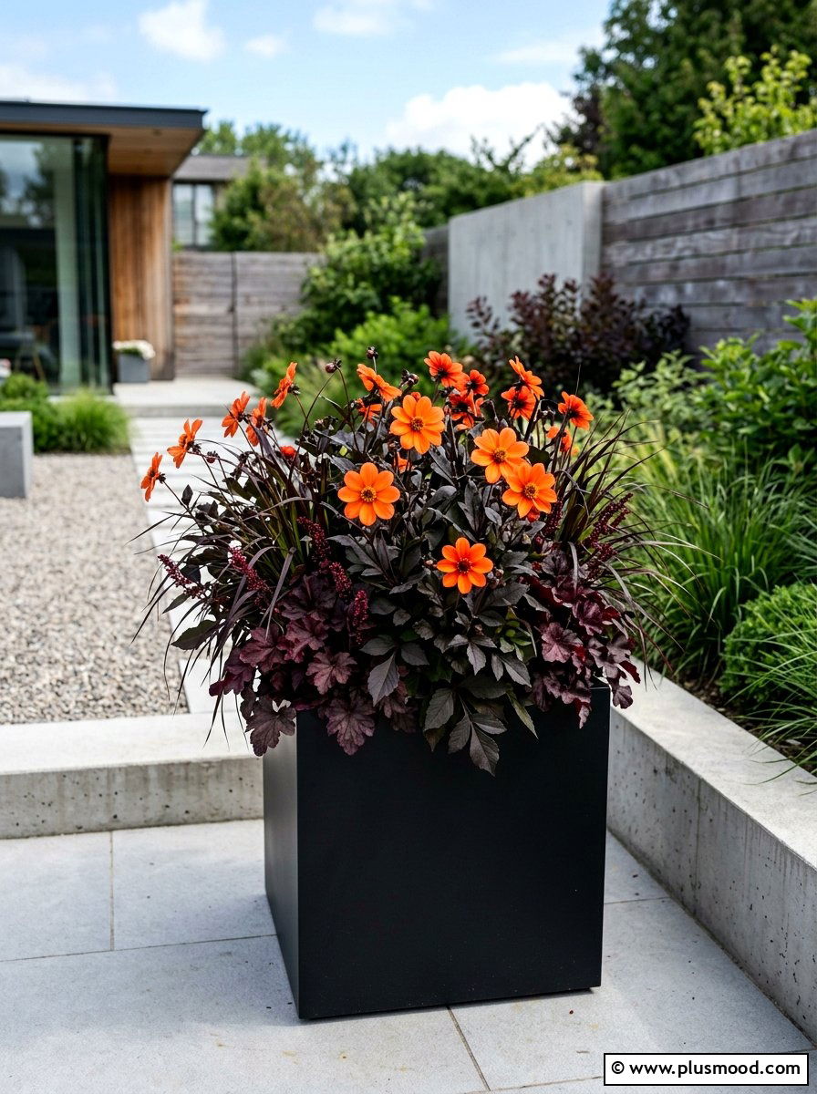Dark Leaf Dahlia Arrangement - 25 summer dahlia garden ideas