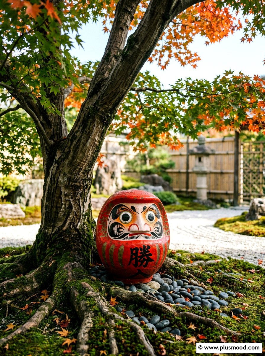 Daruma doll stone - 25 painted rock ideas for Japanese garden
