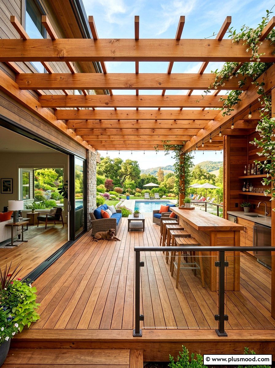 Deck Integrated Pergola - 25 summer patio pergola ideas
