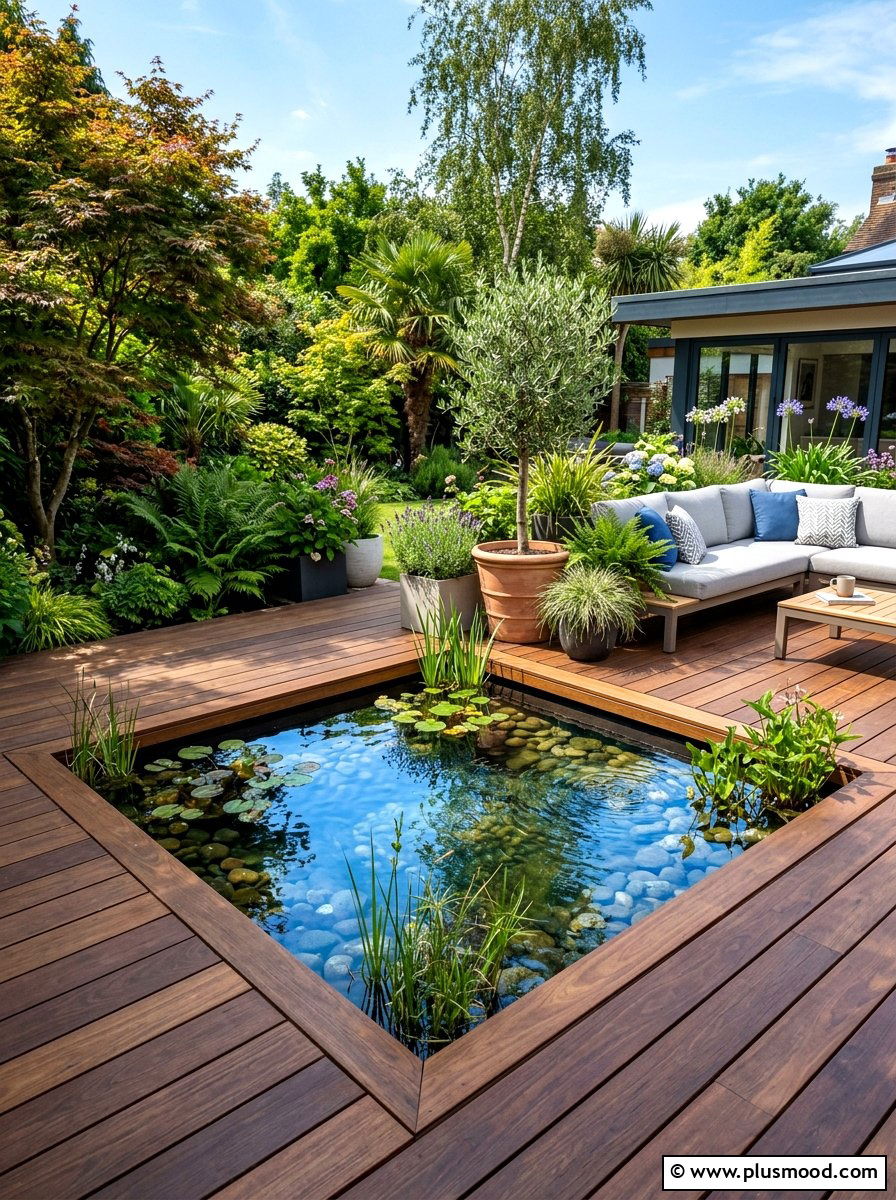 Deck Integrated Pond - 25 summer pond ideas for backyard