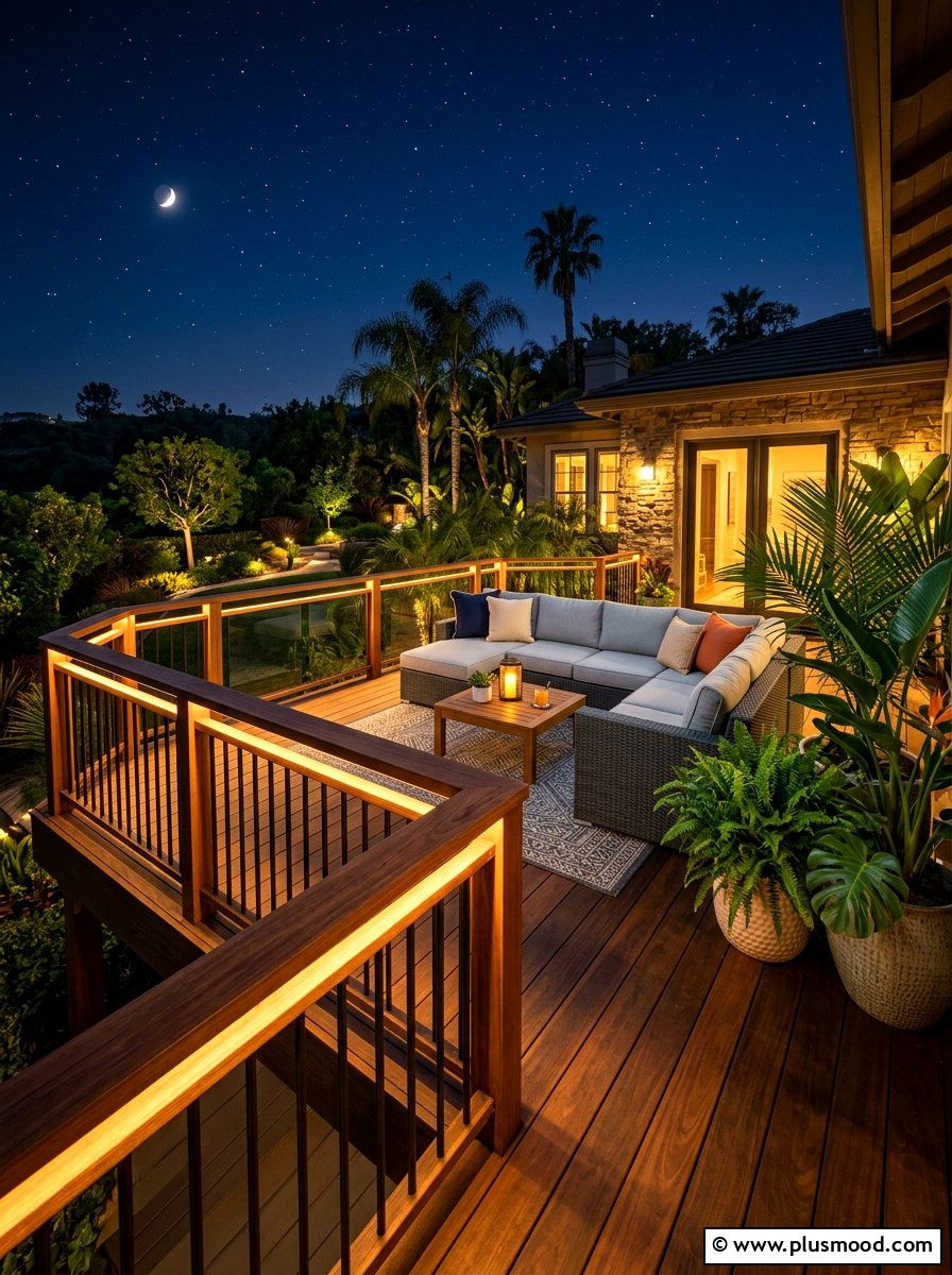 Deck Rail Lighting - 25 summer backyard lighting ideas