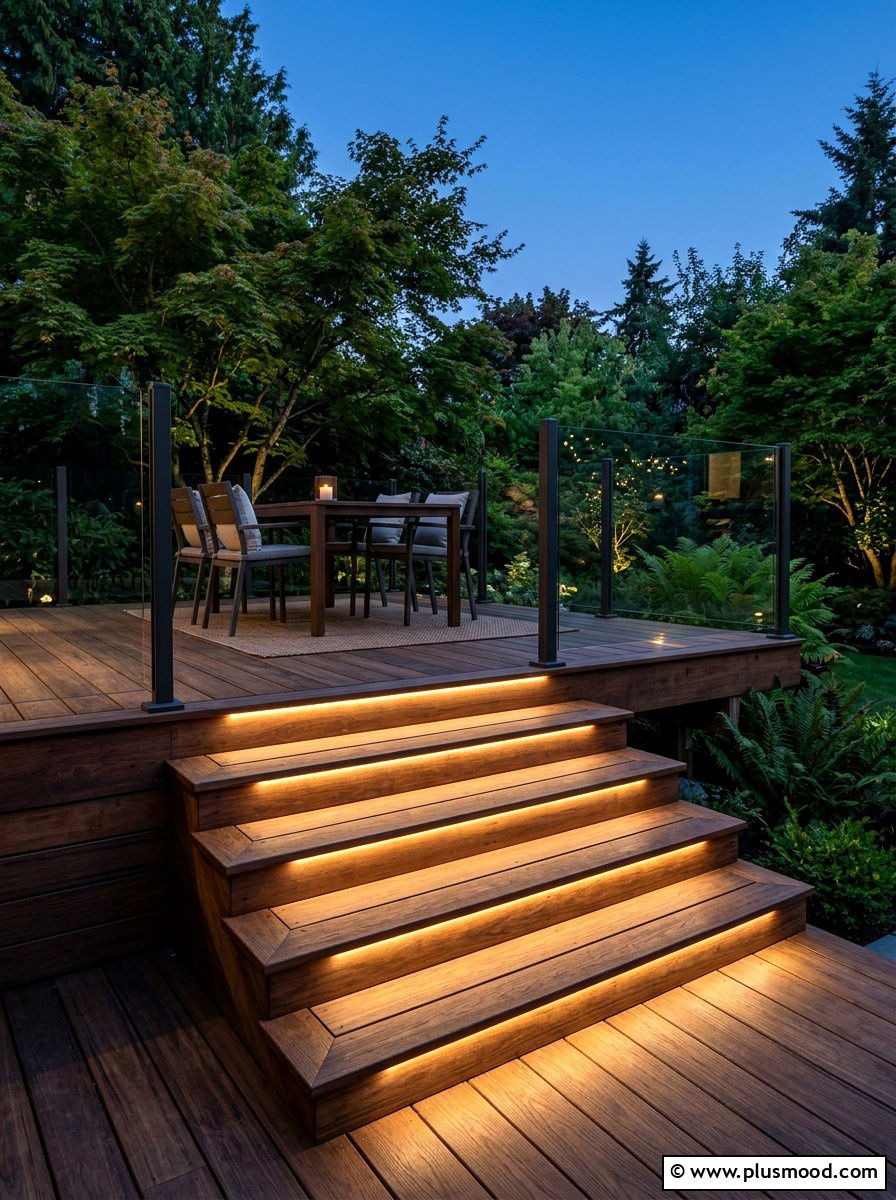 Deck Step Lighting - 25 small backyard ideas with outdoor lighting
