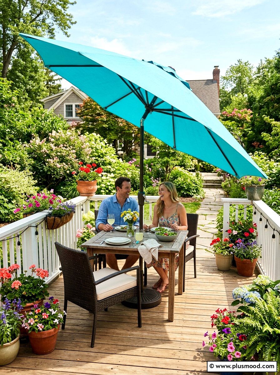 Deck Umbrella For Shade - 25 summer small deck ideas for summer