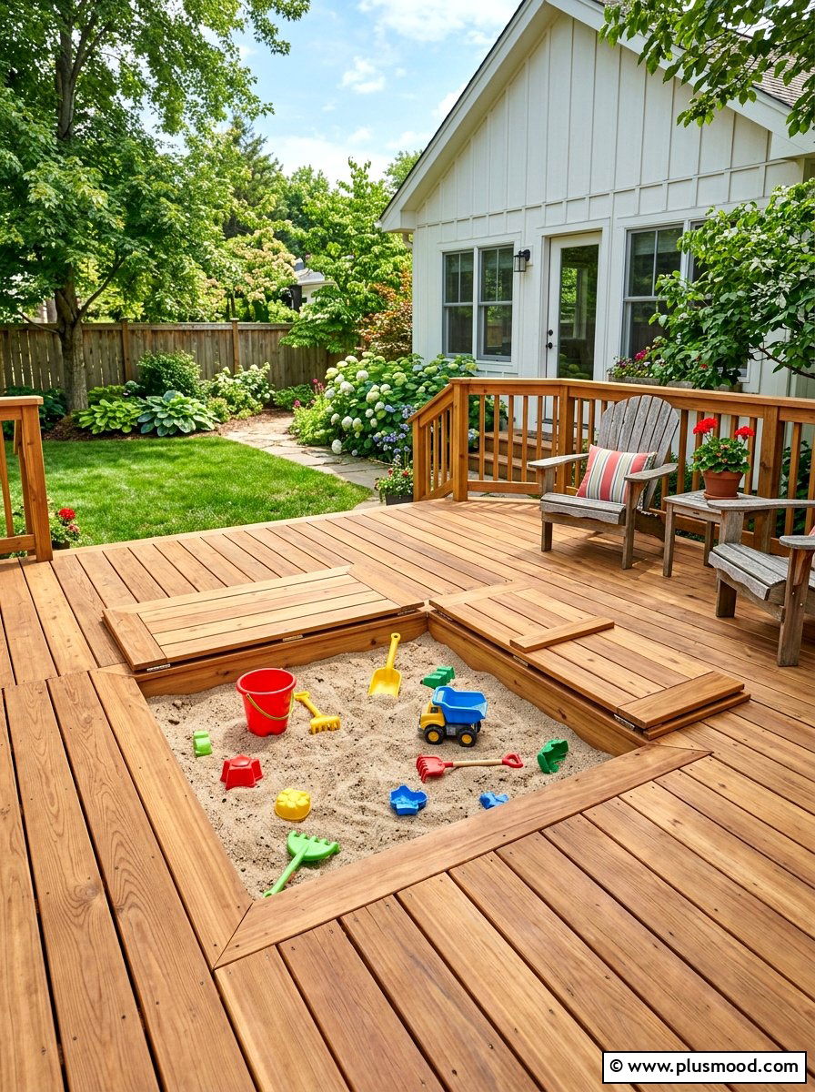 Deck With Built In Sandbox - 25 small backyard ideas with raised deck