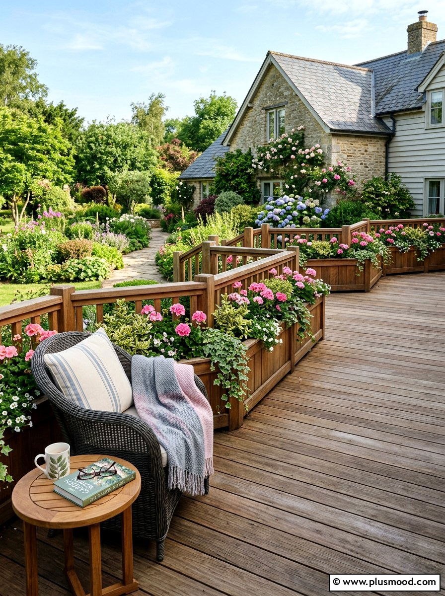 Deck With Integrated Flower Boxes - 25 small backyard ideas with raised deck