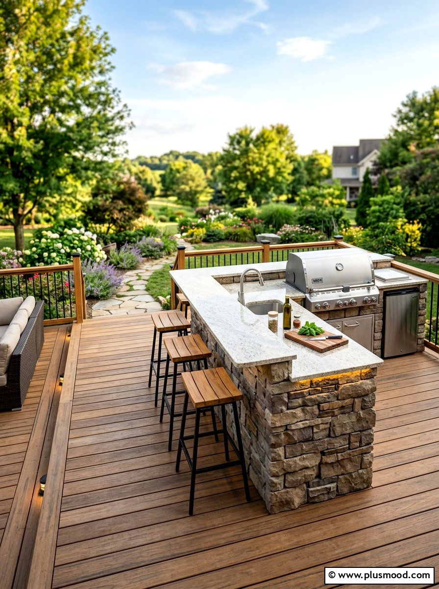 Deck With Outdoor Kitchen Island - 25 small backyard ideas with raised deck