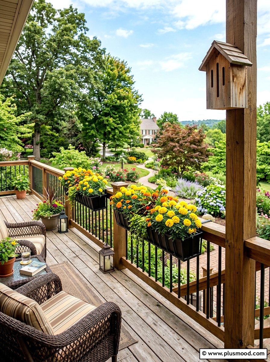 Deck railing garden - 25 small backyard ideas with butterfly house