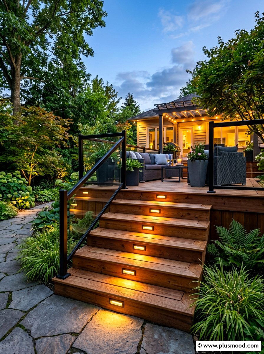 Deck step lighting - 25 summer landscape lighting ideas