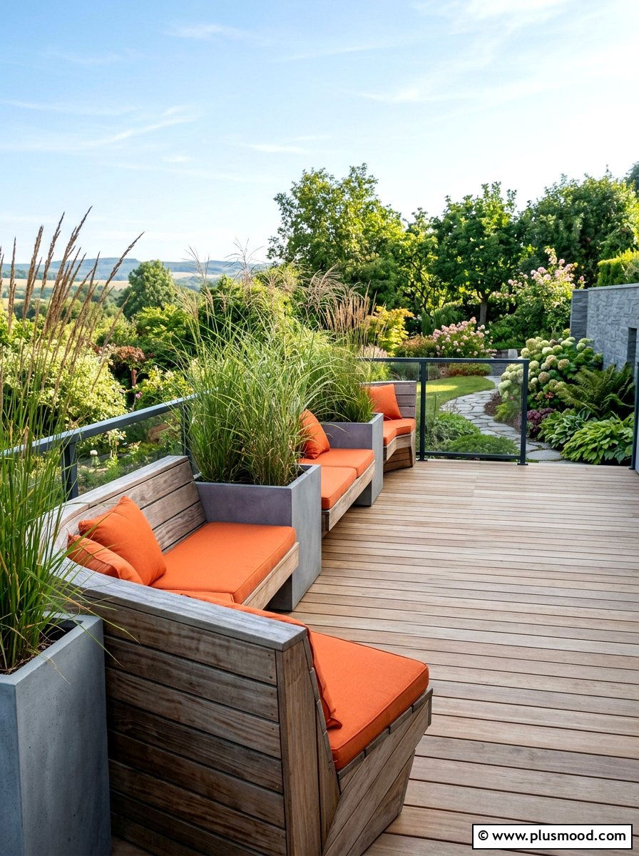 Decking built in bench - 25 summer garden seating ideas