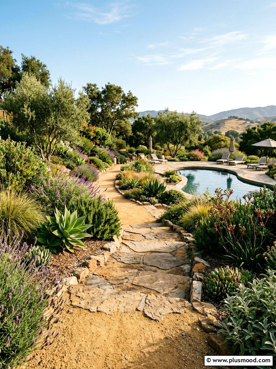 Decomposed granite path - 25 pool landscaping ideas with stepping stones