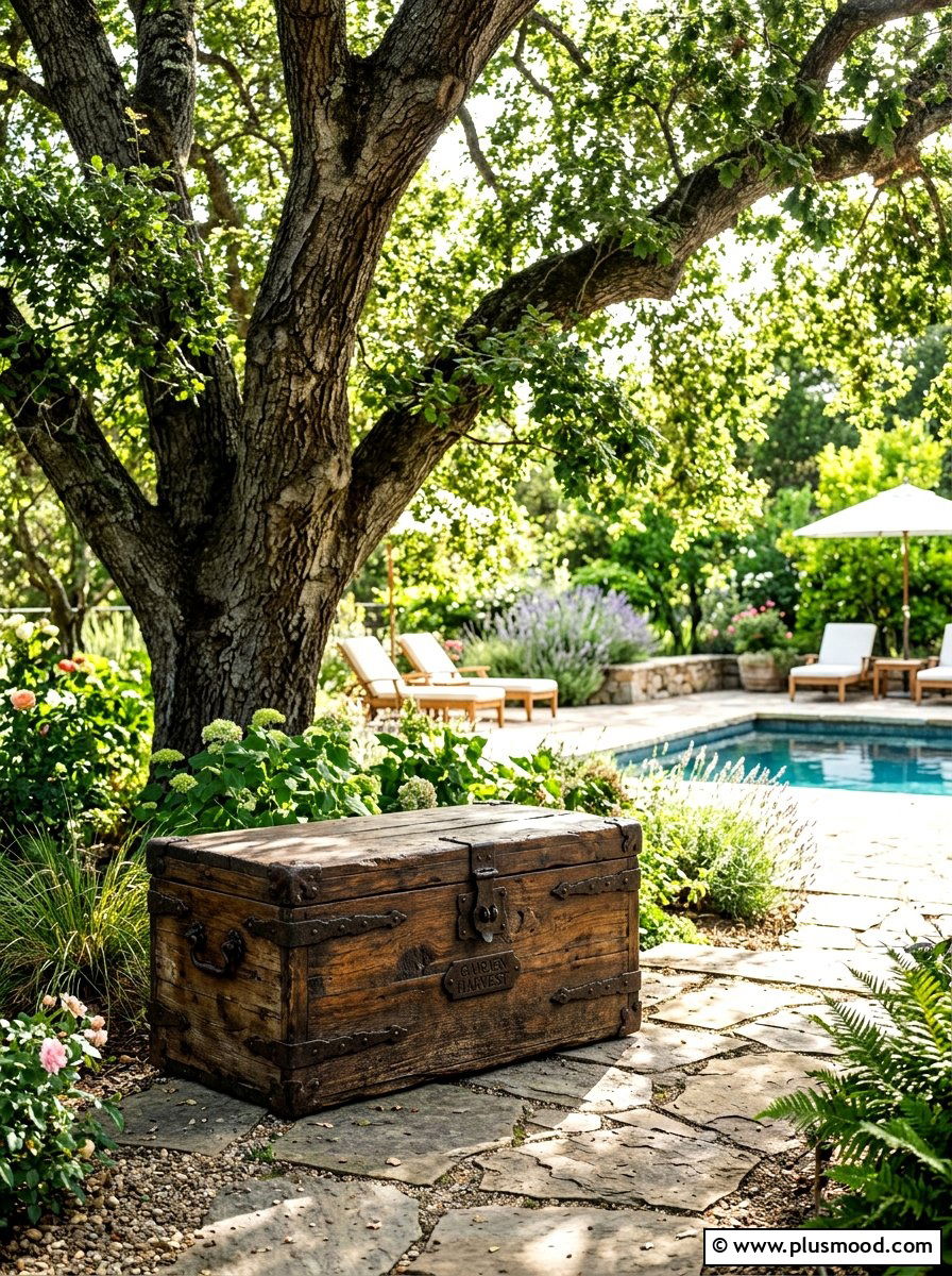 Decorative Garden Trunk - 25 summer pool storage ideas