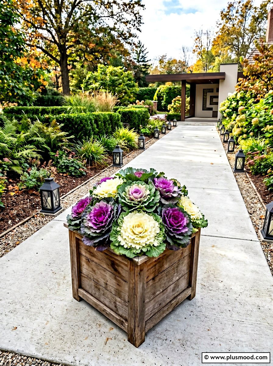 Decorative Kale Container - 25 end of summer planter refresh ideas