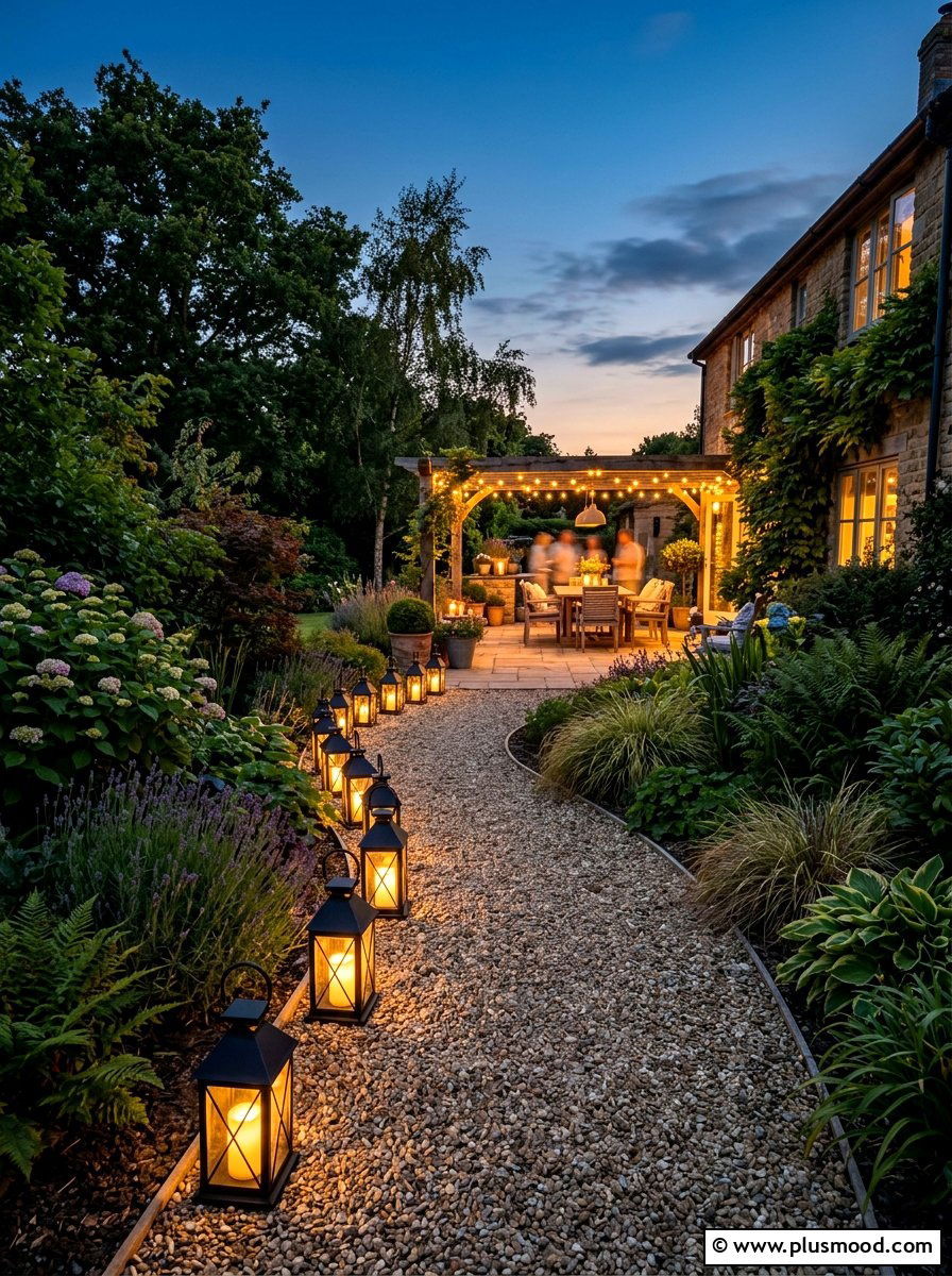 Decorative Lantern Path - 25 summer casual backyard entertaining ideas