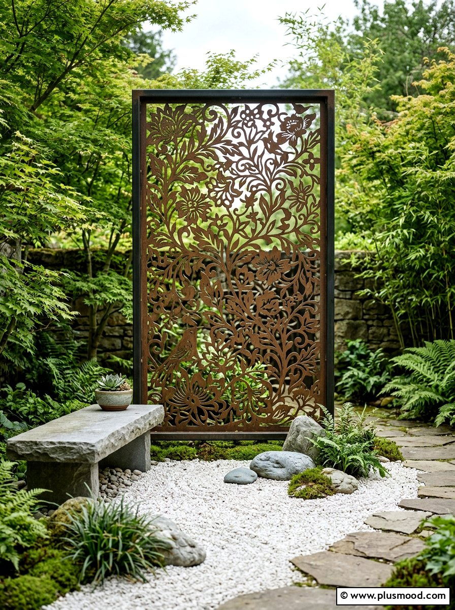 Decorative Laser Cut Screen - 25 small backyard ideas for privacy