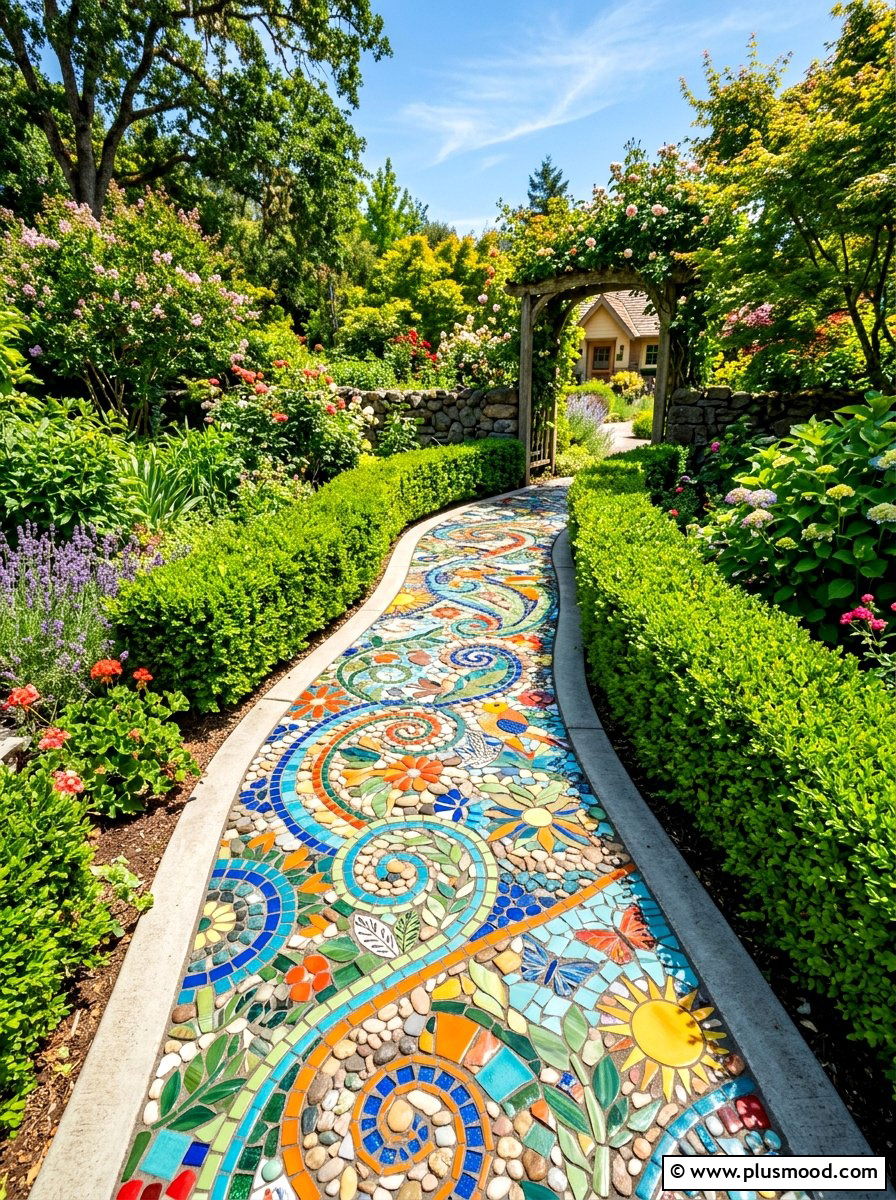 Decorative Mosaic Path - 25 summer backyard path ideas