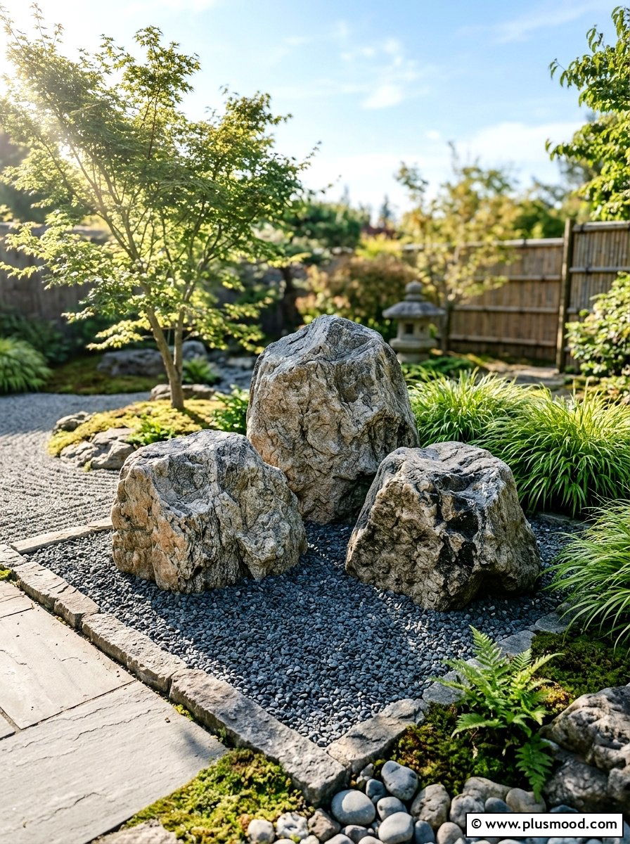 Decorative Rock Arrangement - 25 small backyard ideas with zen garden
