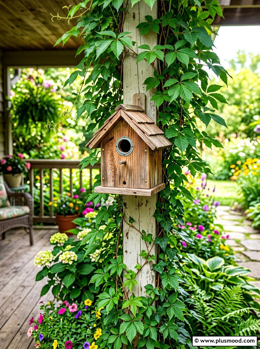 Decorative Wooden Birdhouse - 25 late summer porch decor ideas