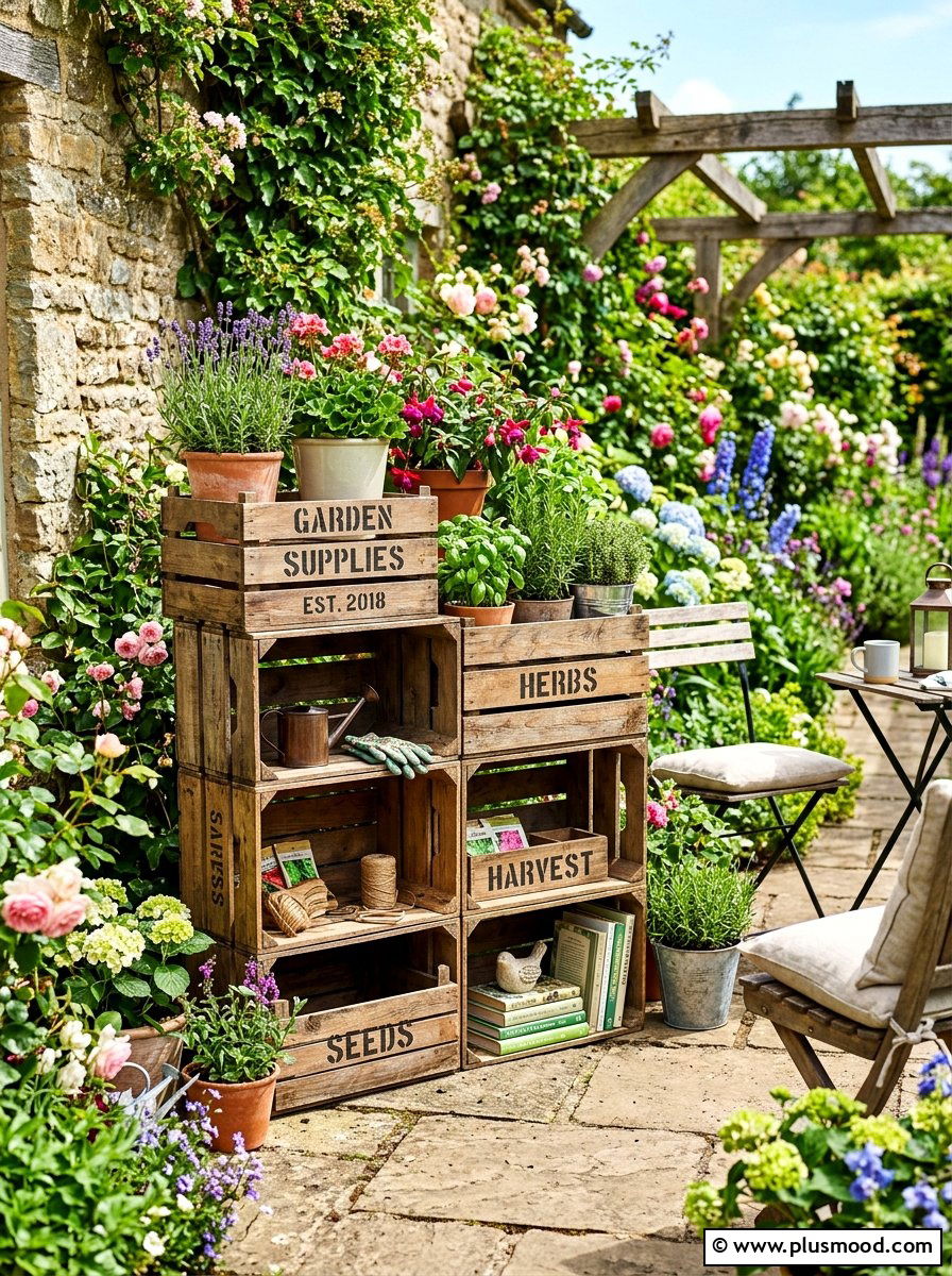 Decorative Wooden Crates - 25 summer patio decor ideas for renters