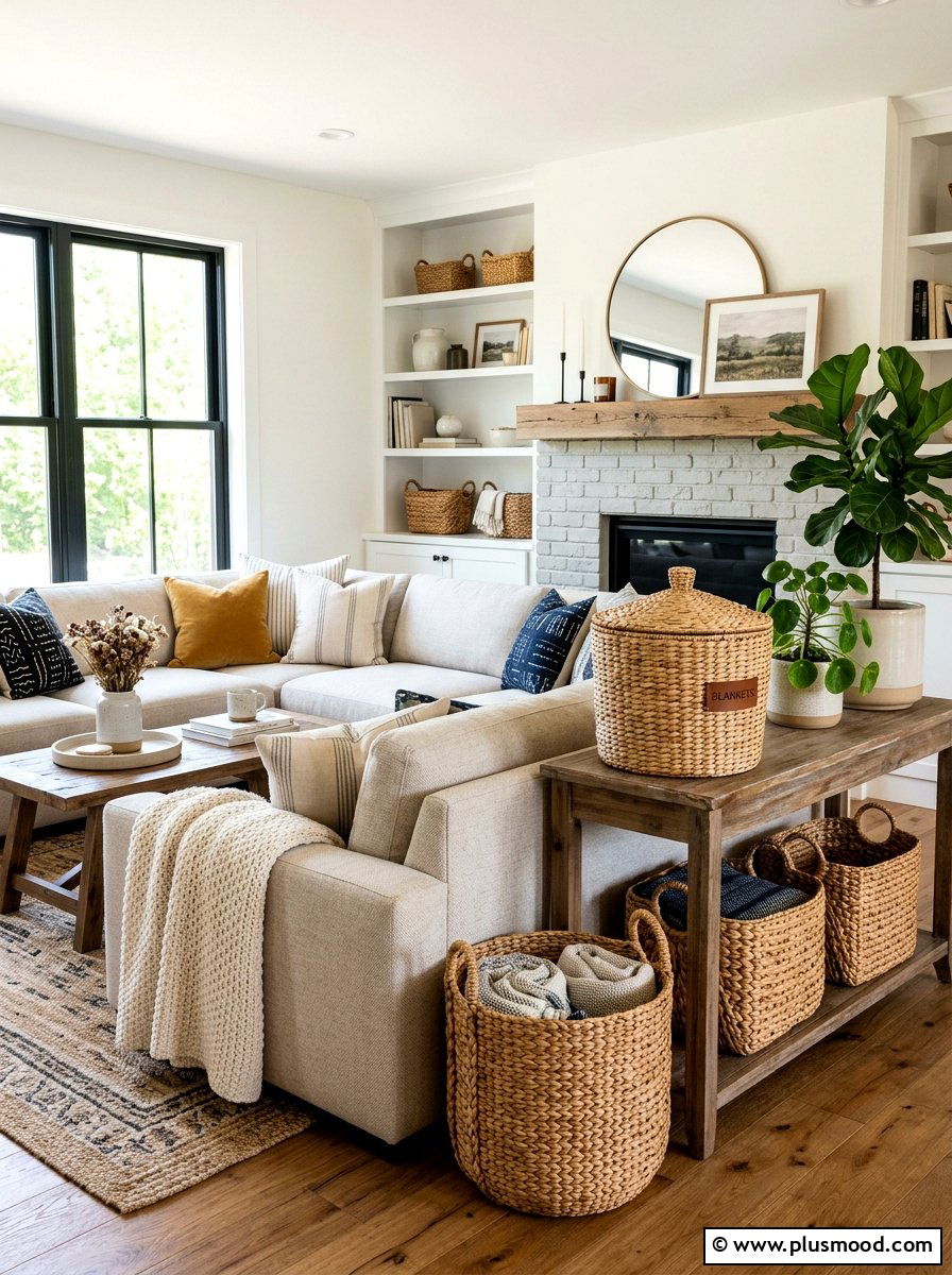 Decorative Woven Baskets - 25 summer layered texture ideas for living room