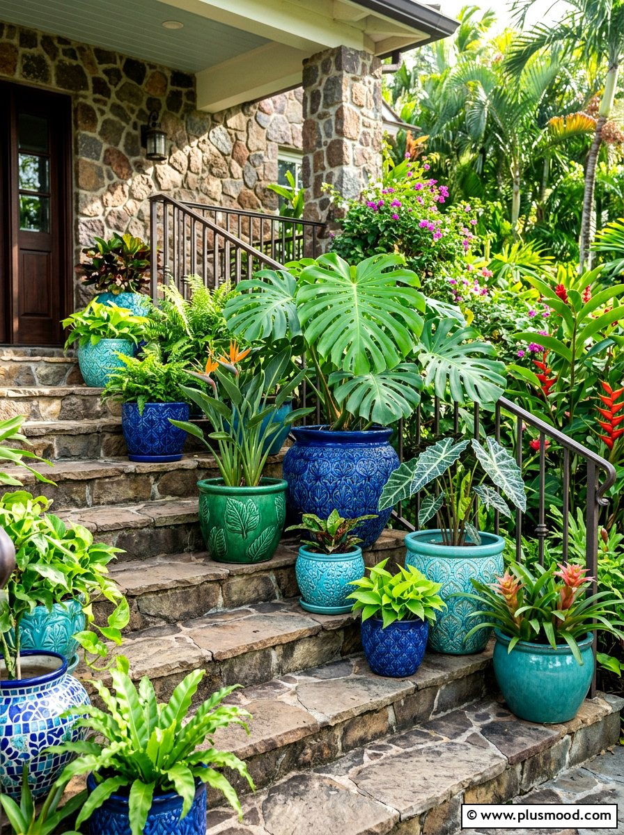 Decorative ceramic pots - 25 summer colorful curb appeal ideas