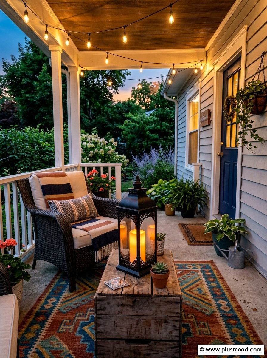 Decorative metal lantern - 25 summer small porch curb appeal ideas