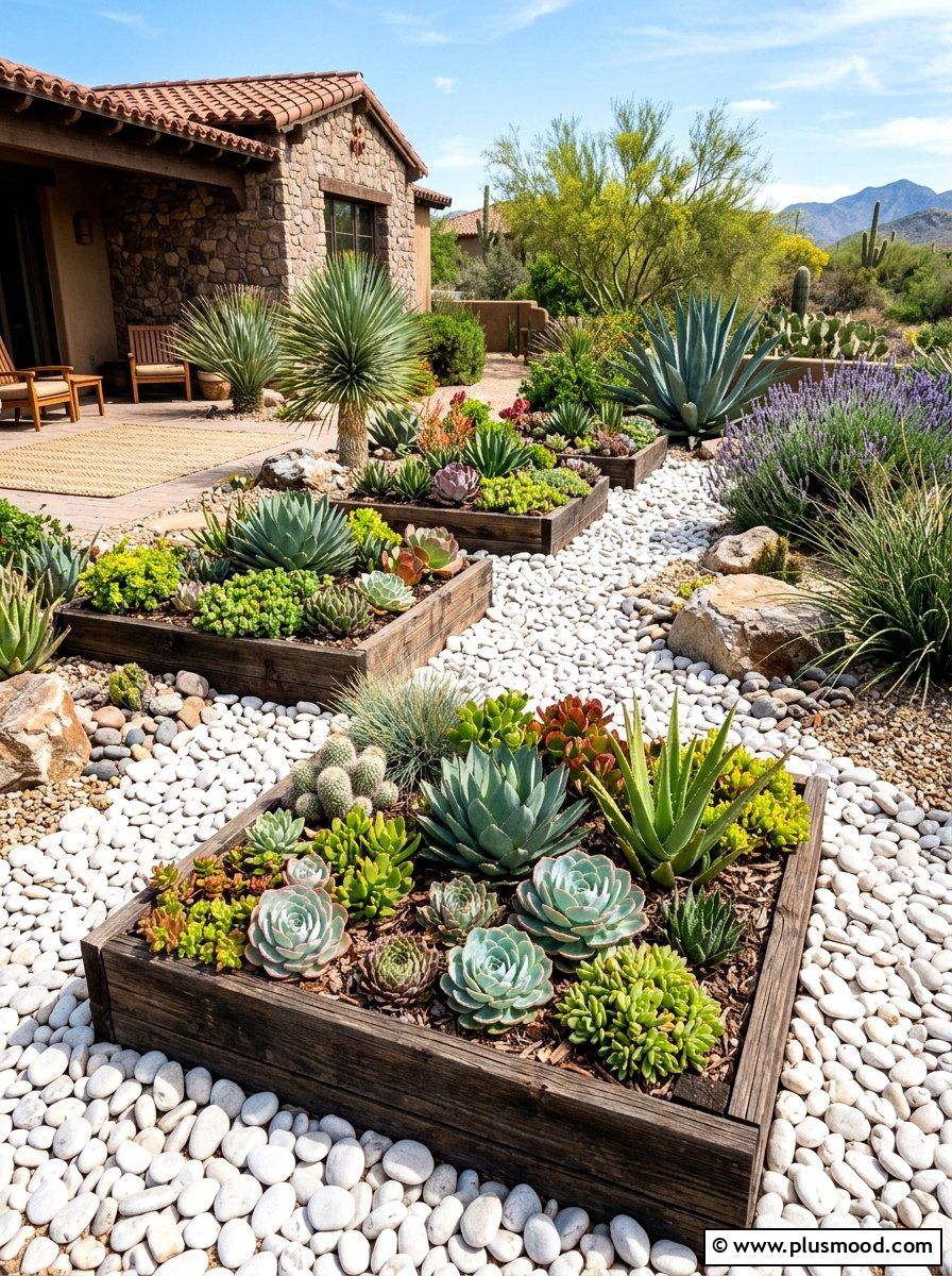 Decorative rock garden - 25 small backyard ideas with raised garden