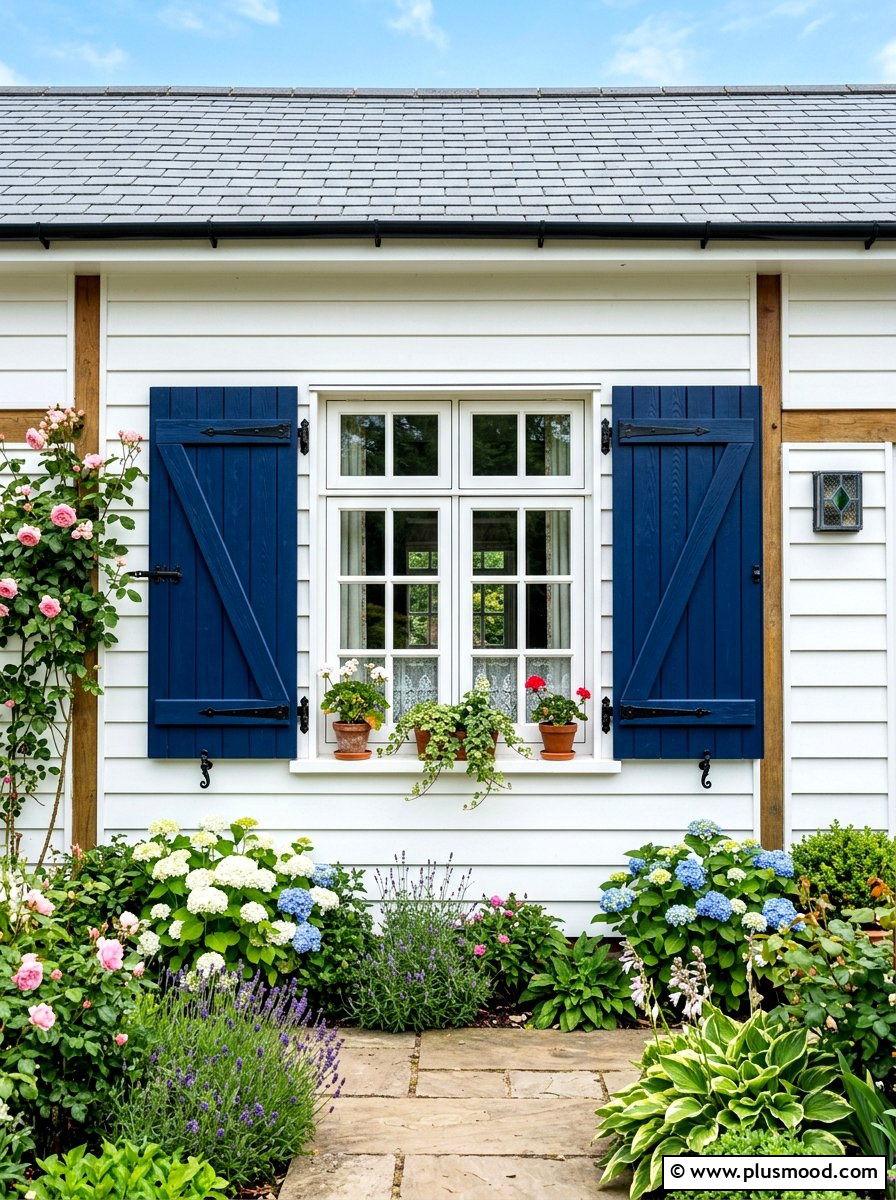Decorative window shutters - 25 summer cottage curb appeal ideas