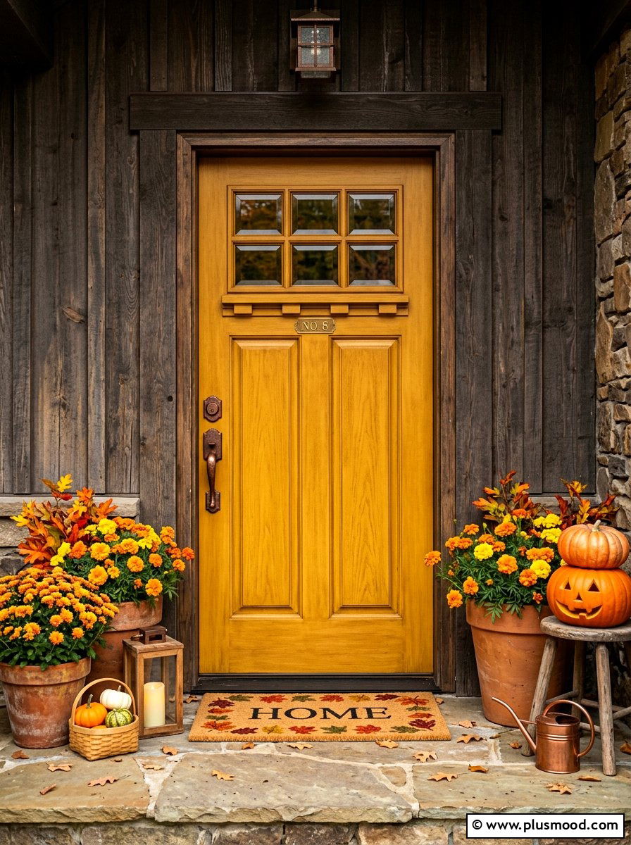 Deep golden yellow front door - 25 summer yellow front door ideas