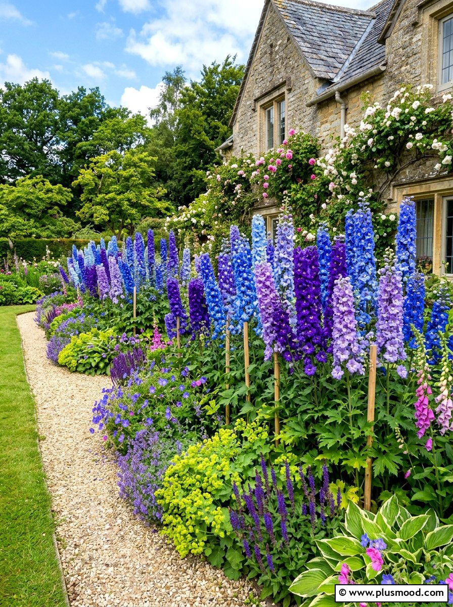 Delphinium Flower Display - 25 summer English garden ideas