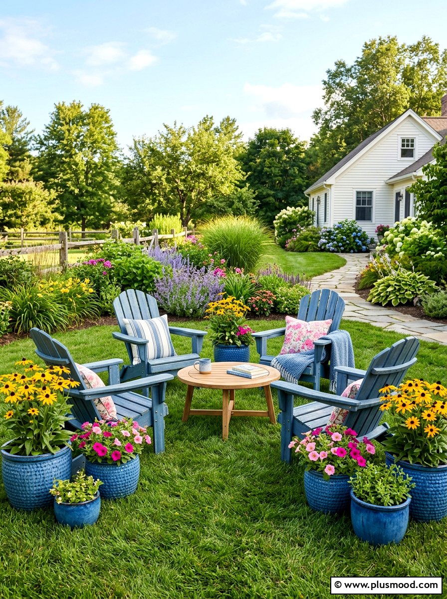 Denim Blue Backyard Seating - 25 summer blue planter styling ideas