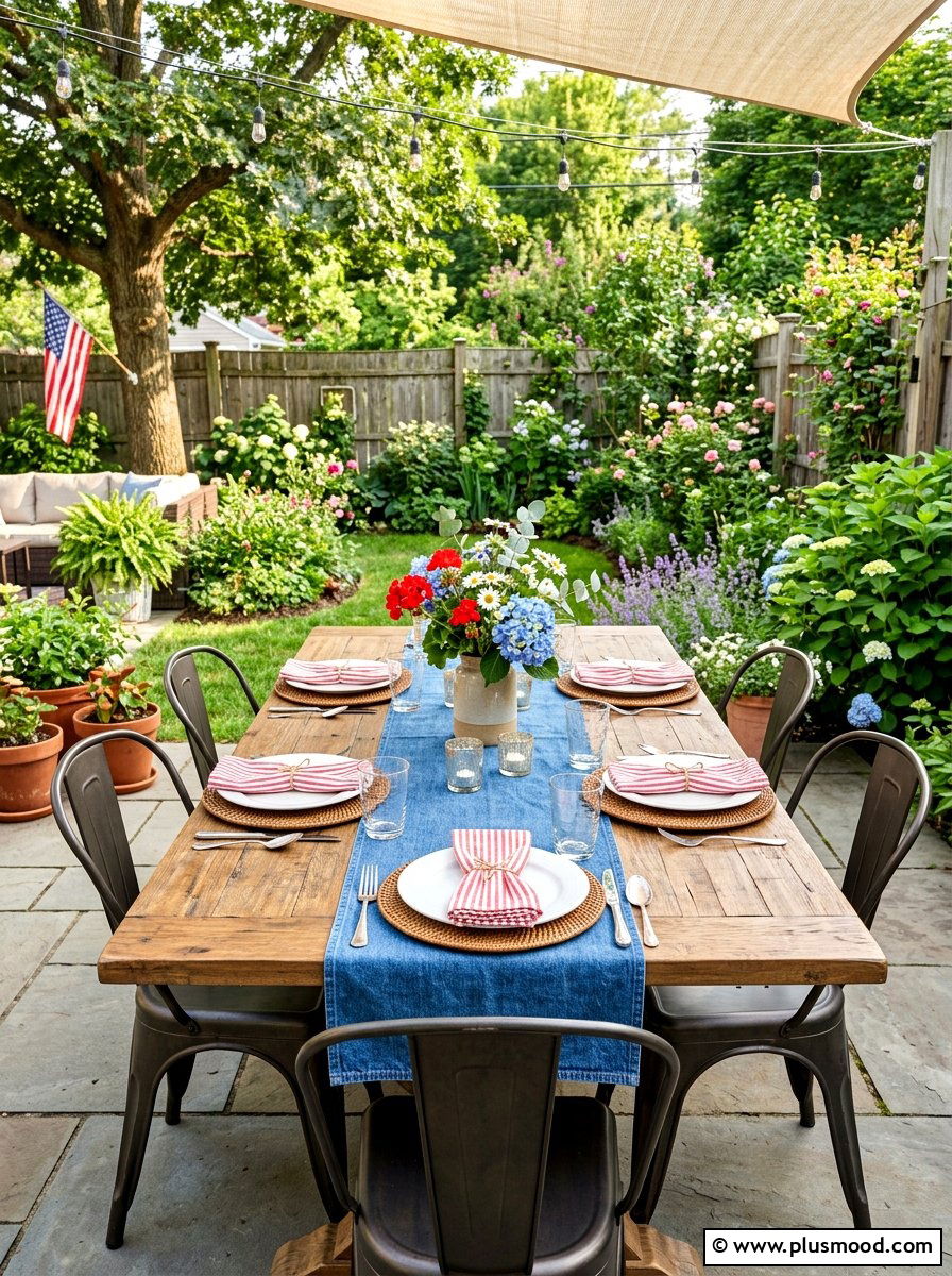 Denim Style Summer Table Runner - 25 summer table runner ideas for summer