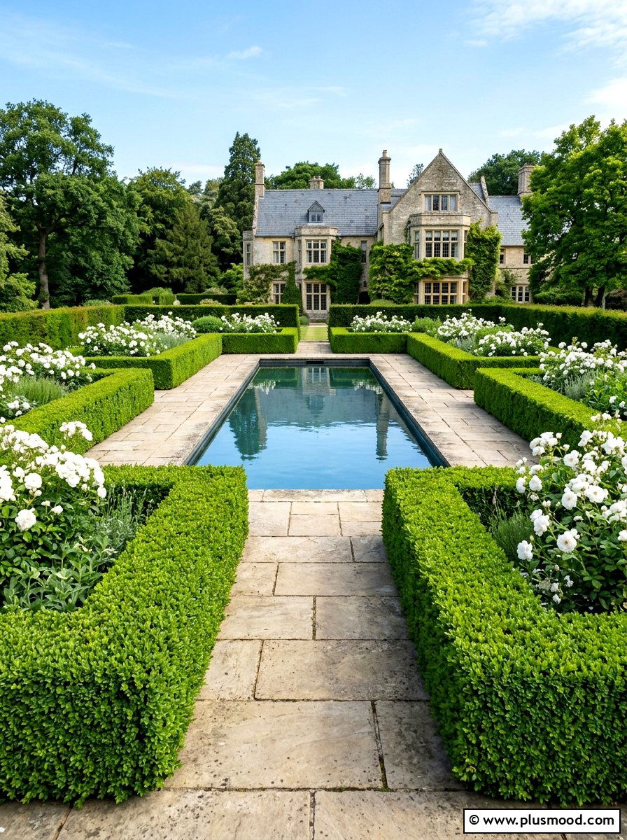Dense Boxwood Hedge Border - 25 pool landscaping ideas for privacy
