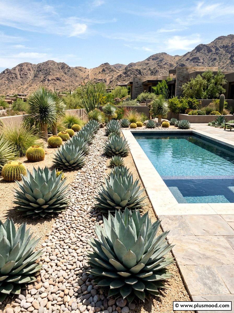 Desert Agave Garden Pool - 25 pool landscaping ideas for Arizona homes