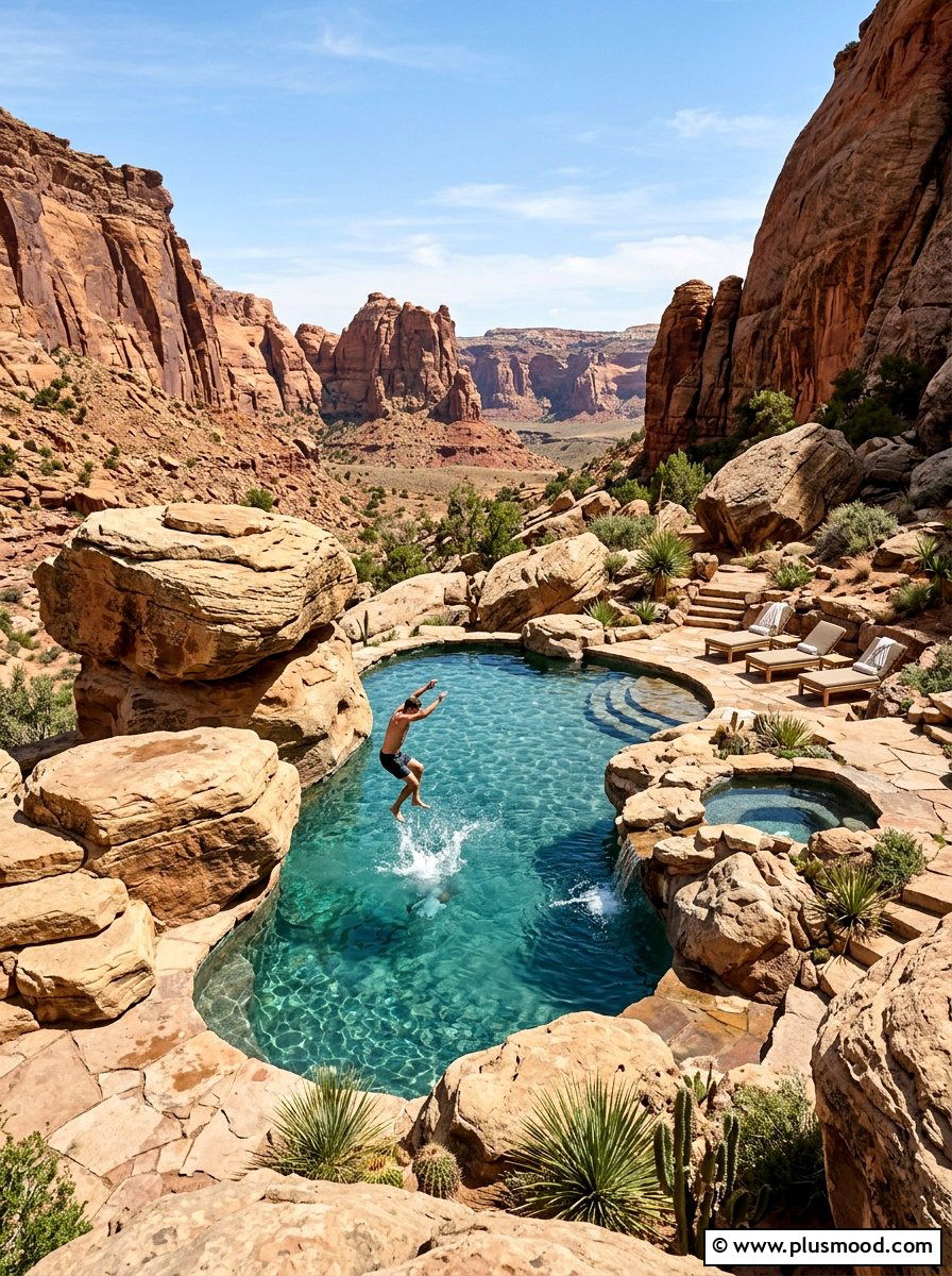 Desert Boulder Pool Feature