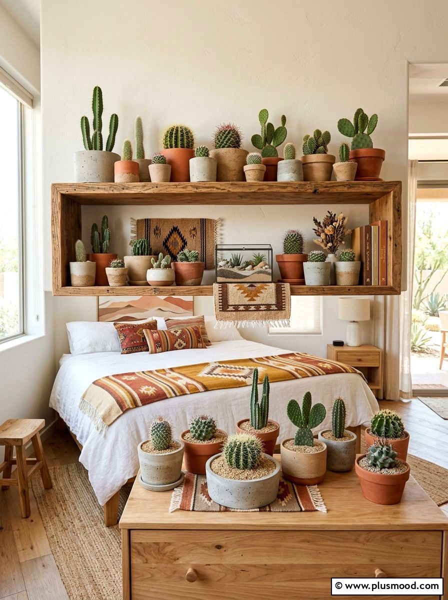 Desert Cactus Bedroom Shelf - 25 summer bedroom shelf decor ideas