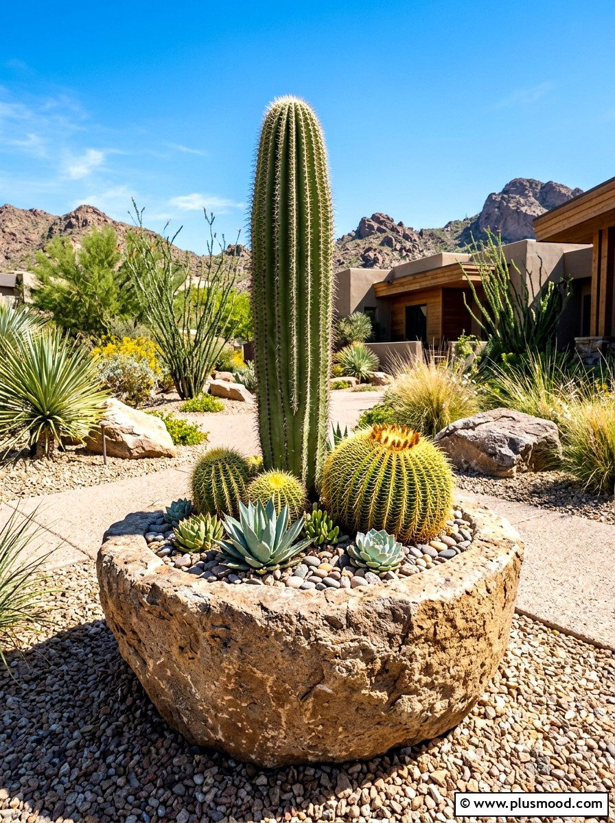 Desert Cactus Container - 25 summer large planter ideas