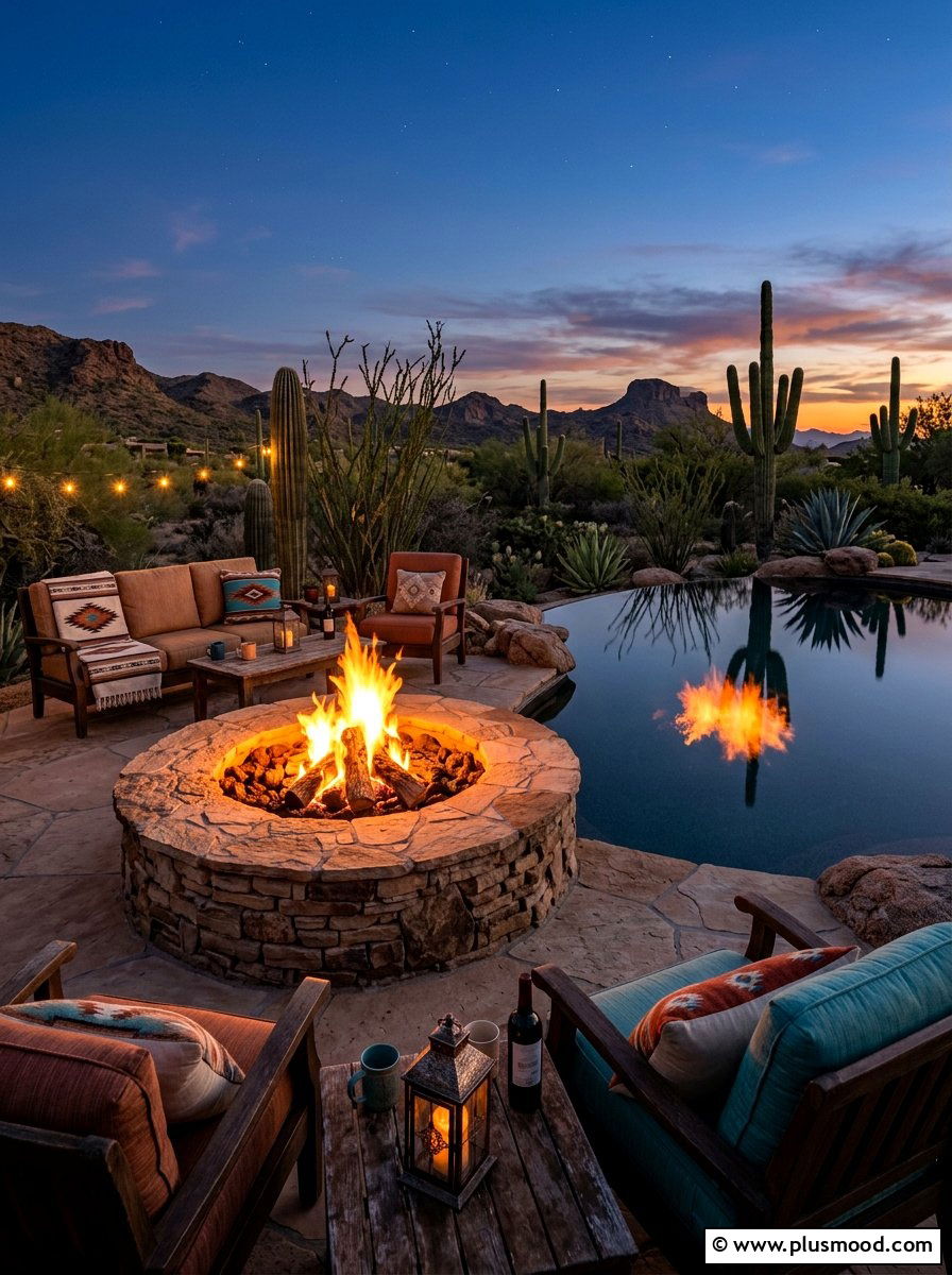 Desert Fire Pit Pool Area - 25 pool landscaping ideas for Arizona homes