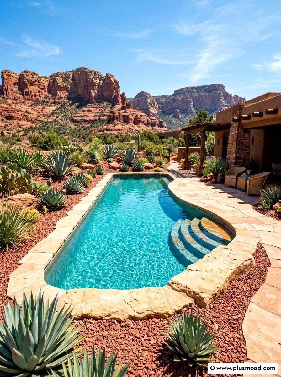 Desert Landscape Pool - 25 summer small pool backyard ideas