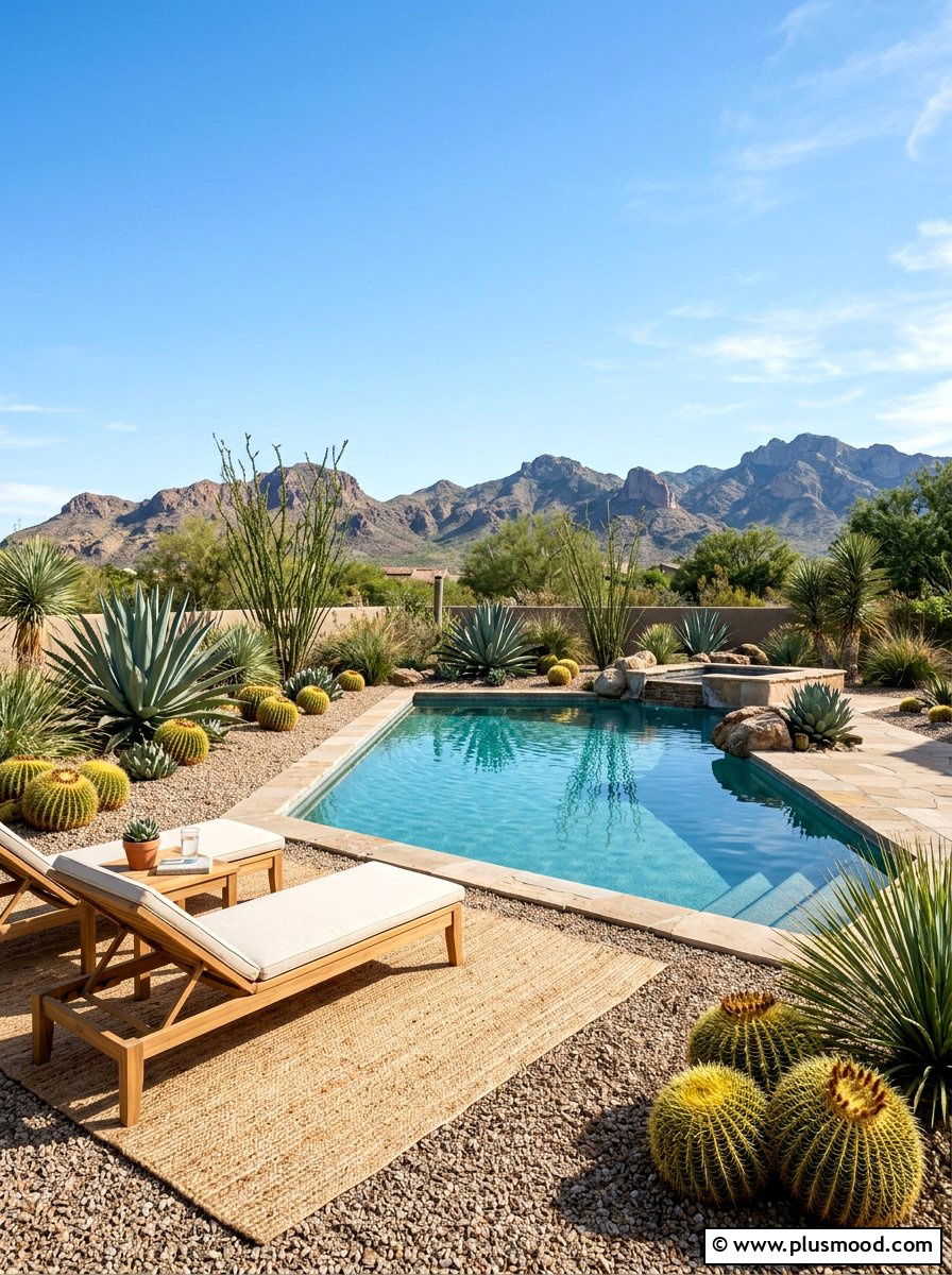 Desert Landscaping Around Pool - 25 pool landscaping ideas with outdoor rug